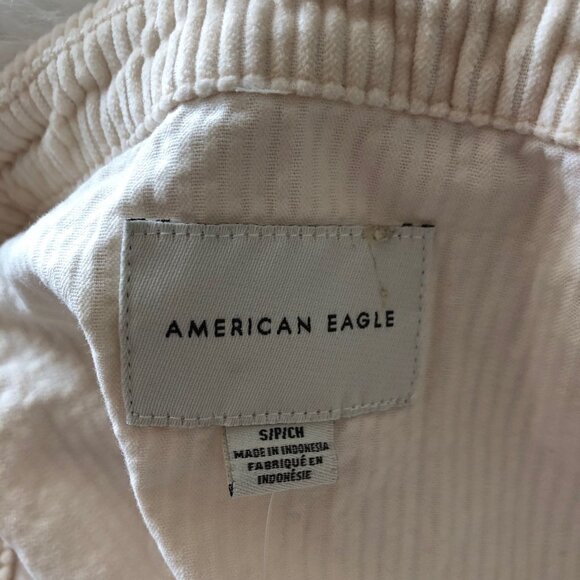 American Eagle‎ Womens Beige Corduroy Button-Up Peplum Shirt Size Small NWT - Picture 6 of 8